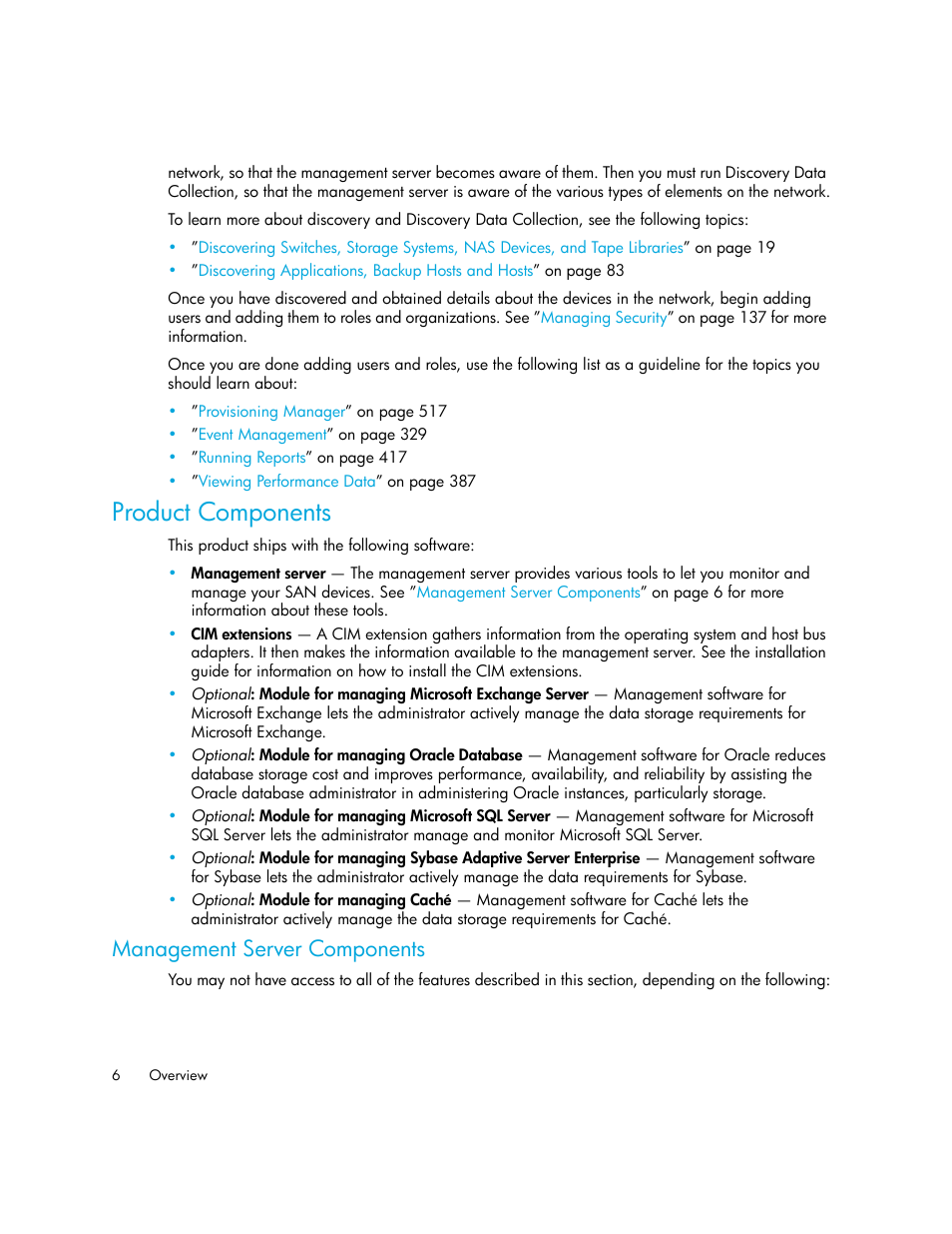 Product components, Management server components | HP Storage Essentials Enterprise Edition Software User Manual | Page 44 / 798