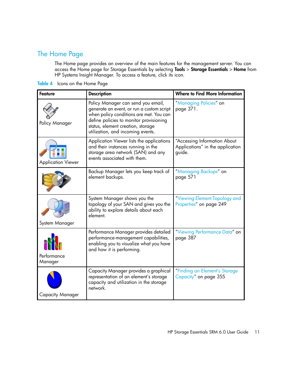The home page | HP Storage Essentials Enterprise Edition Software User Manual | Page 49 / 798