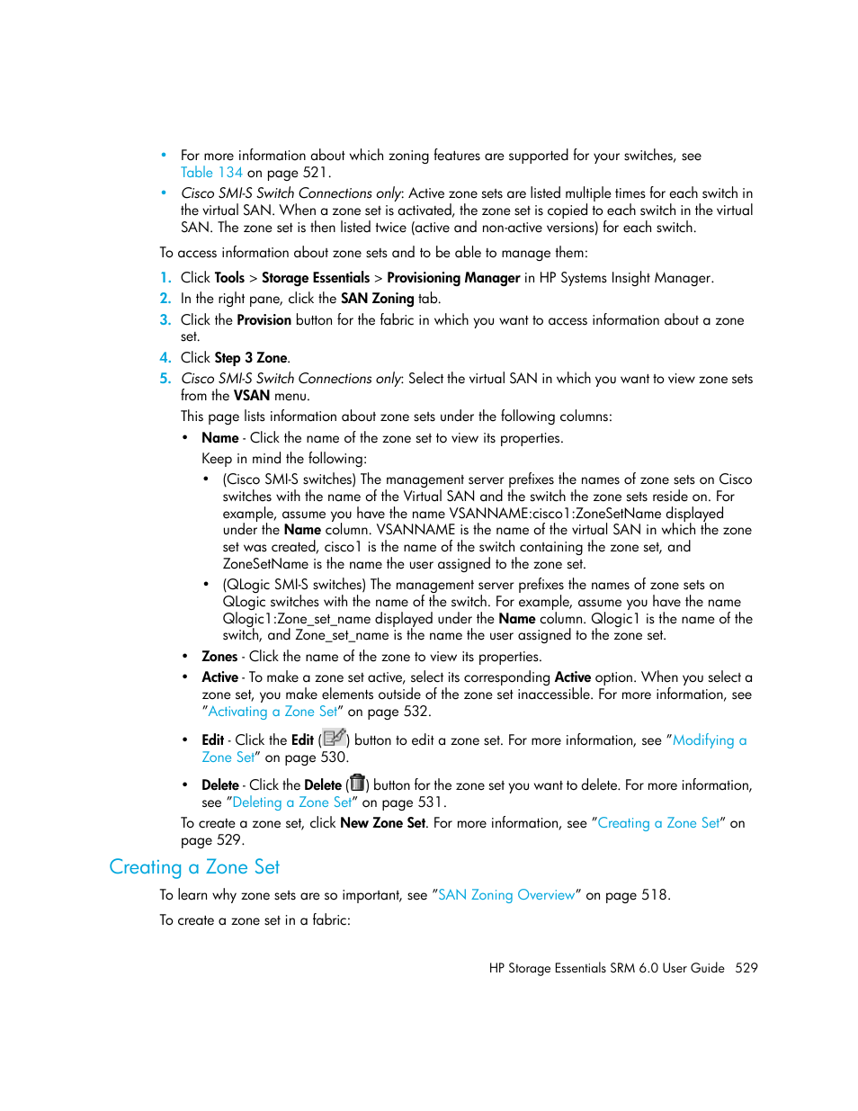 Creating a zone set | HP Storage Essentials Enterprise Edition Software User Manual | Page 567 / 798