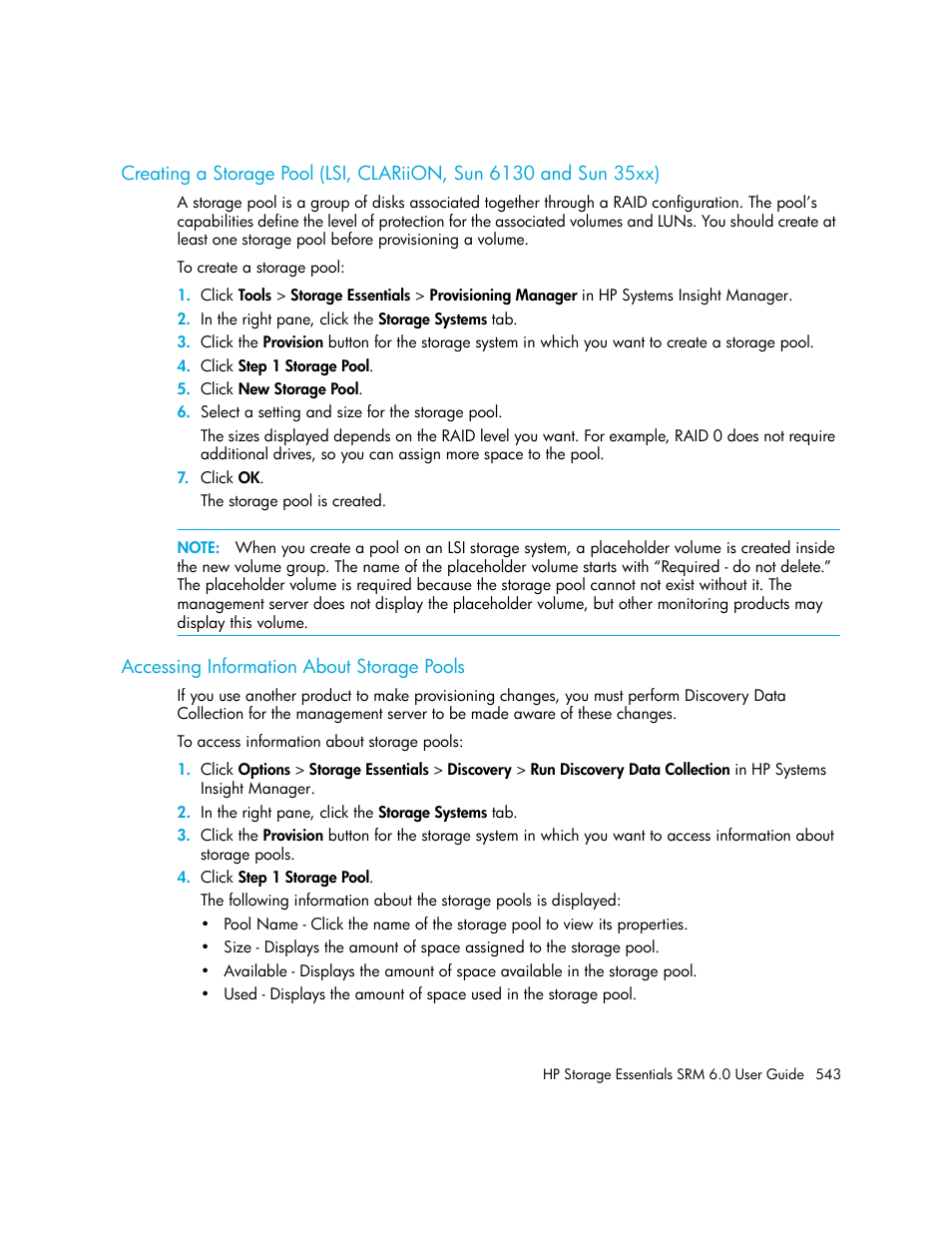 Accessing information about storage pools | HP Storage Essentials Enterprise Edition Software User Manual | Page 581 / 798