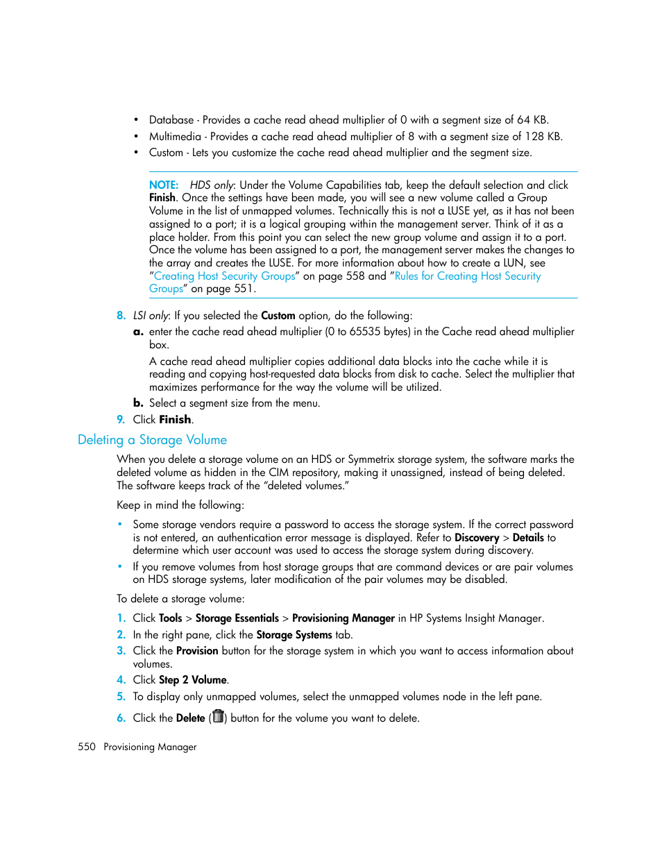 Deleting a storage volume, Deleting, A storage volume | HP Storage Essentials Enterprise Edition Software User Manual | Page 588 / 798