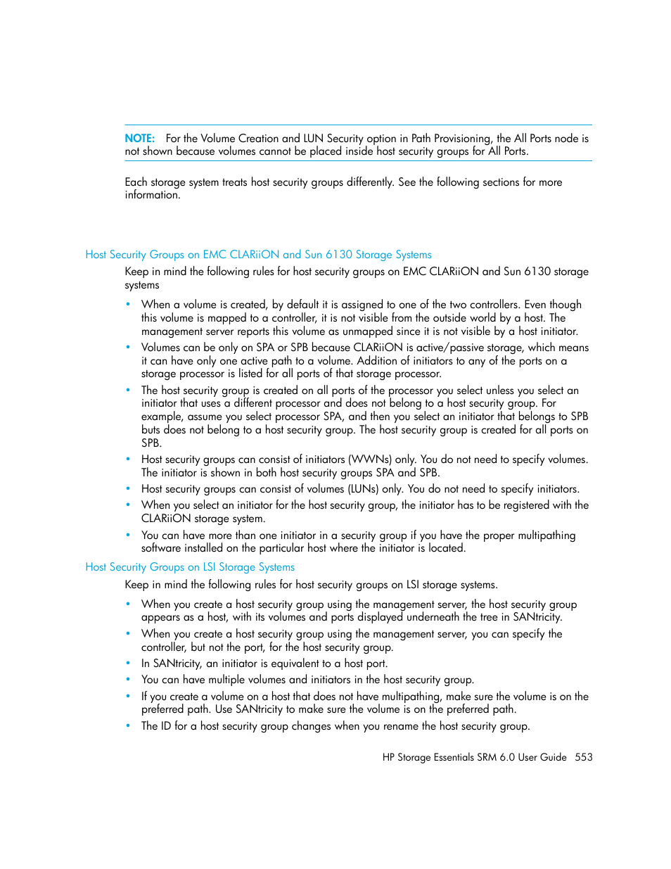 Host security groups on lsi storage systems | HP Storage Essentials Enterprise Edition Software User Manual | Page 591 / 798