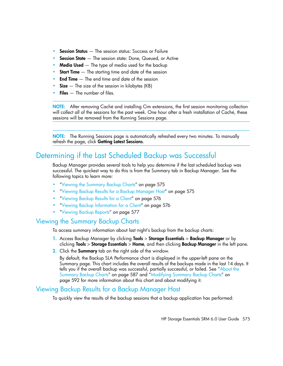 Viewing the summary backup charts, Viewing backup results for a backup manager host | HP Storage Essentials Enterprise Edition Software User Manual | Page 613 / 798
