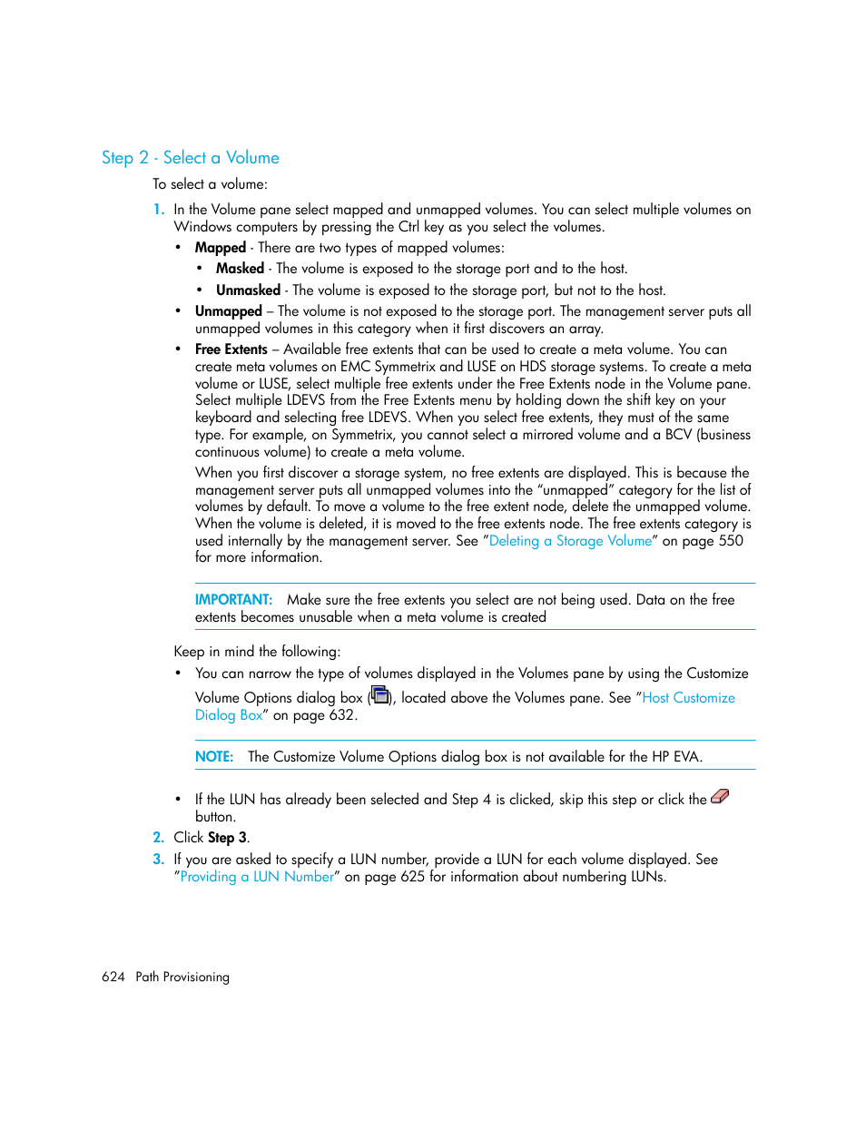 Step 2 - select a volume | HP Storage Essentials Enterprise Edition Software User Manual | Page 662 / 798