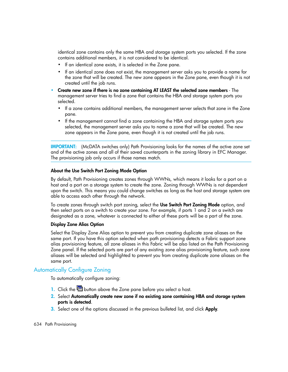 Automatically configure zoning | HP Storage Essentials Enterprise Edition Software User Manual | Page 672 / 798