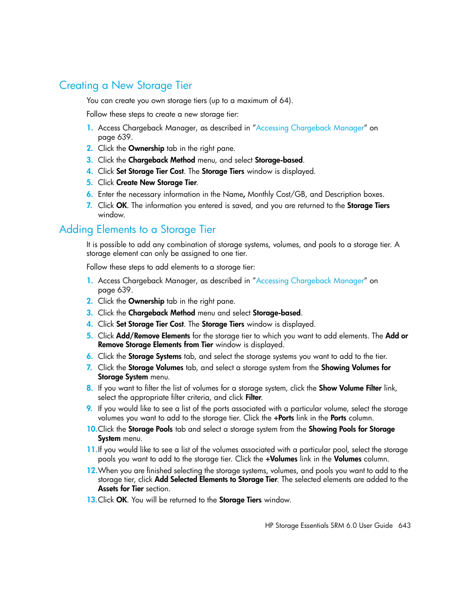 Creating a new storage tier, Adding elements to a storage tier | HP Storage Essentials Enterprise Edition Software User Manual | Page 681 / 798