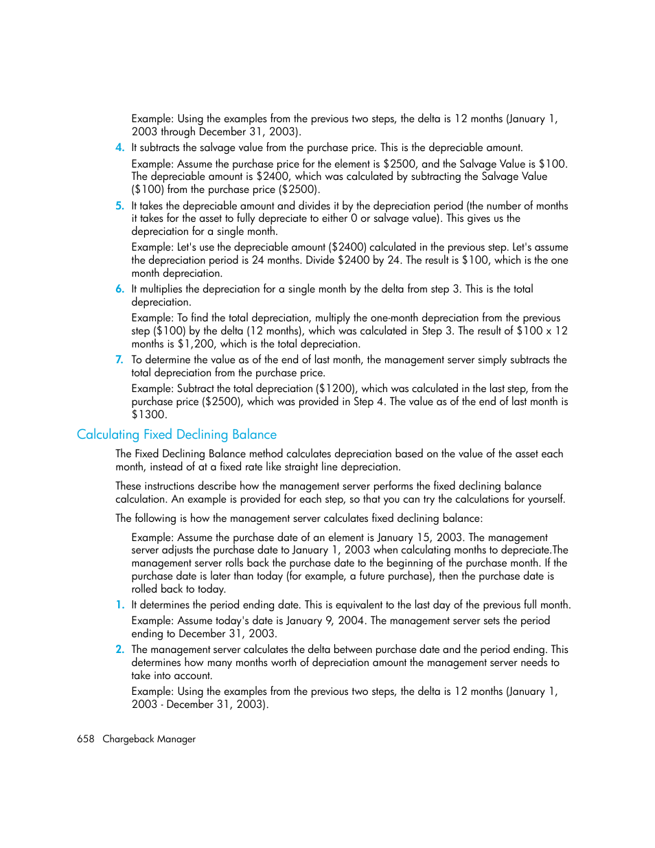 Calculating fixed declining balance, Calculating, Fixed declining balance | HP Storage Essentials Enterprise Edition Software User Manual | Page 696 / 798