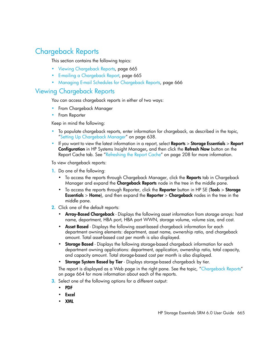 Chargeback reports, Viewing chargeback reports | HP Storage Essentials Enterprise Edition Software User Manual | Page 703 / 798