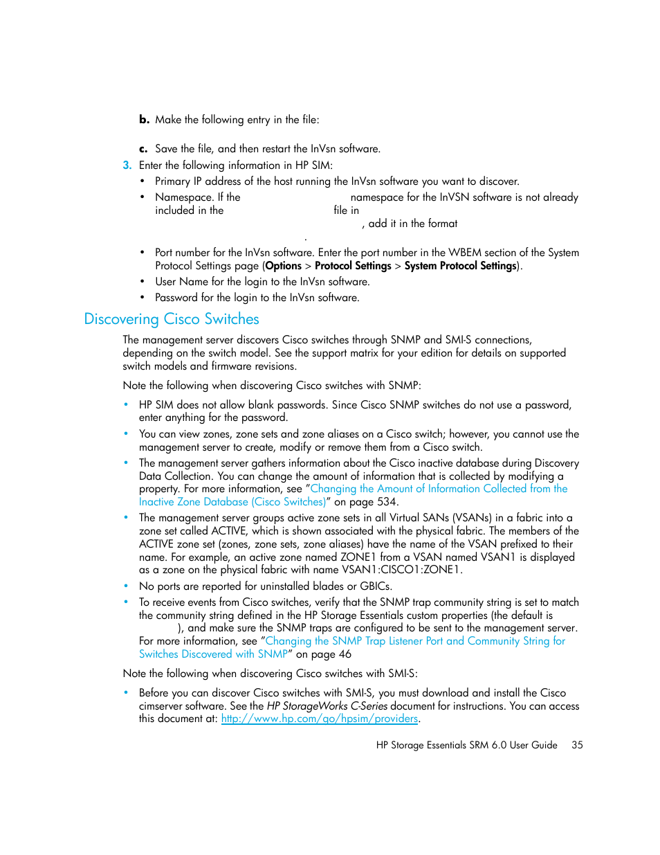 Discovering cisco switches | HP Storage Essentials Enterprise Edition Software User Manual | Page 73 / 798