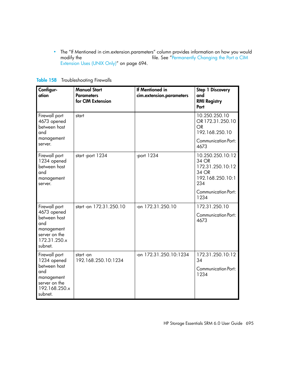 158 troubleshooting firewalls | HP Storage Essentials Enterprise Edition Software User Manual | Page 733 / 798