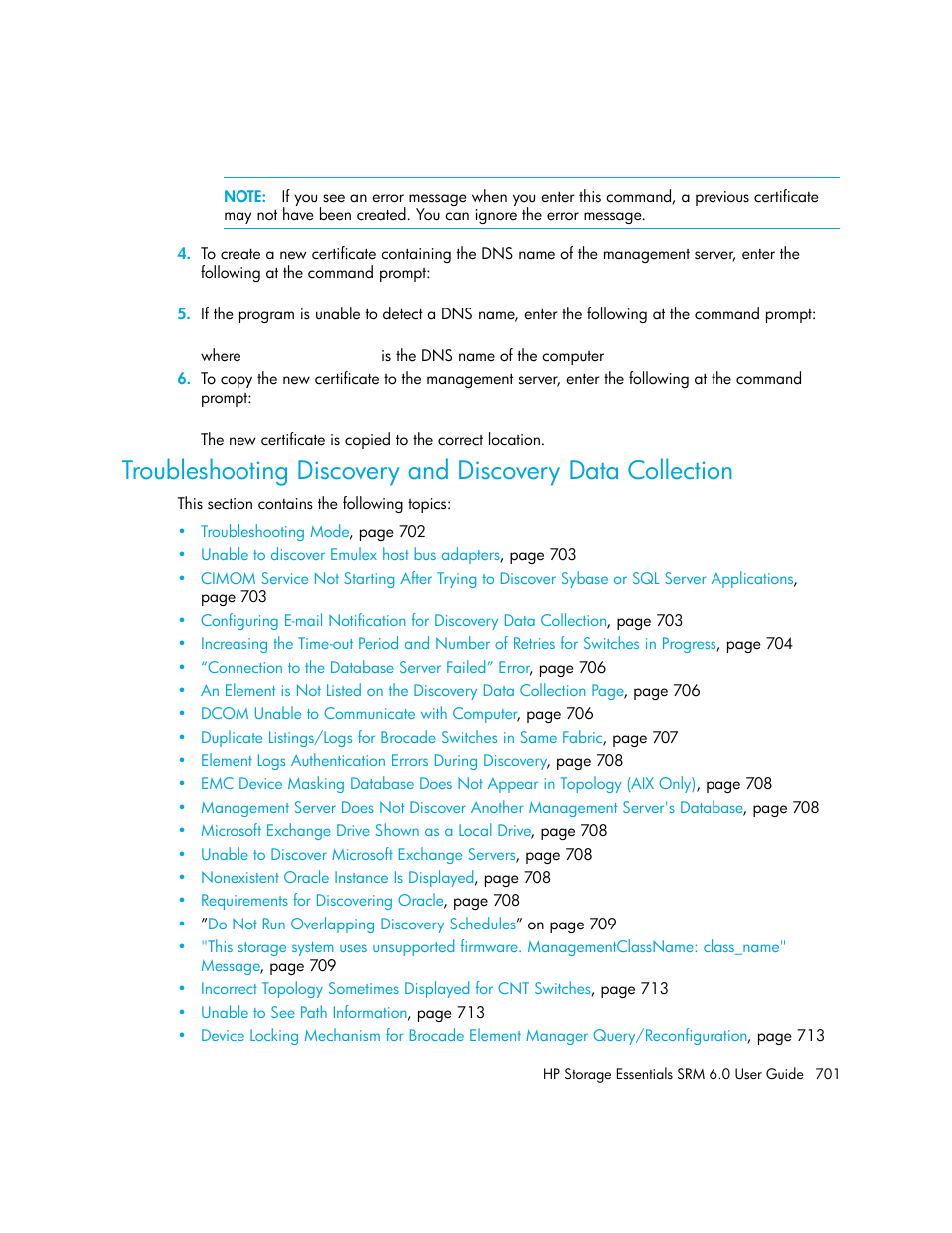 Troubleshooting discovery and, Discovery data collection | HP Storage Essentials Enterprise Edition Software User Manual | Page 739 / 798