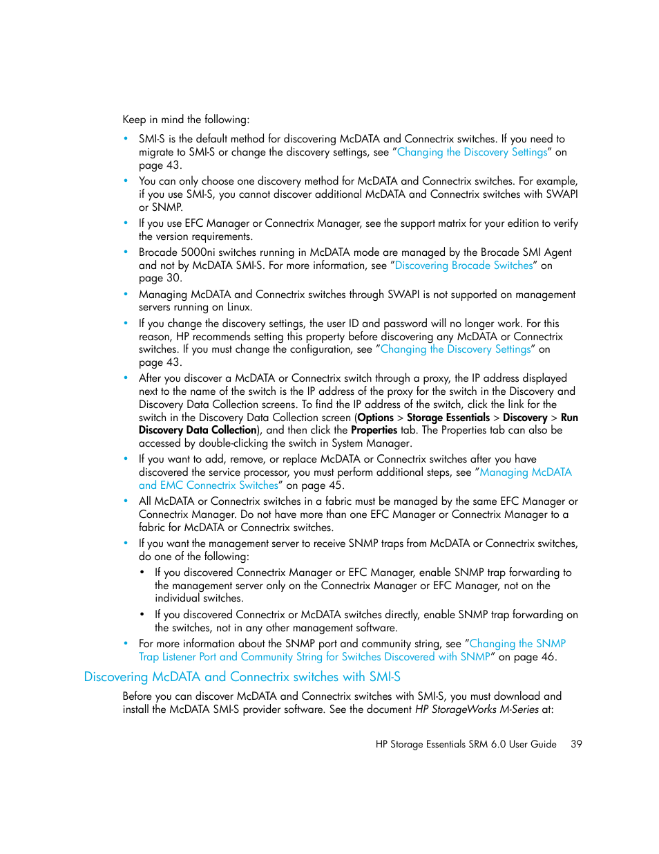 Discovering mcdata, And connectrix switches with smi-s | HP Storage Essentials Enterprise Edition Software User Manual | Page 77 / 798