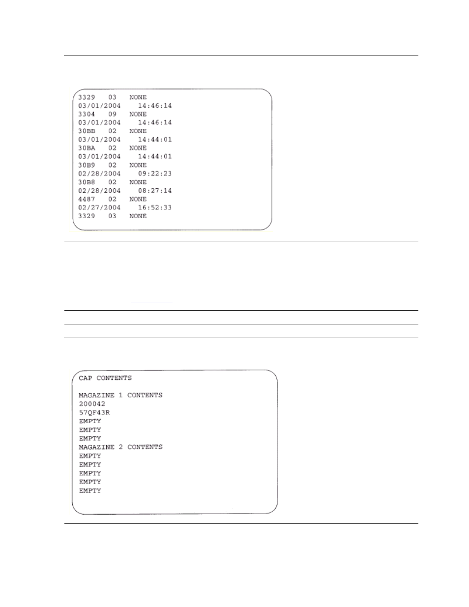 Figure 4-3, Fsc log screen, Figure 4-4 | Cap status screen, Cap status | HP NonStop G-Series User Manual | Page 45 / 154