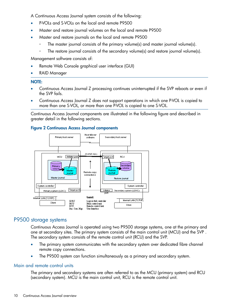 P9500 storage systems, Main and remote control units | HP XP P9500 Storage User Manual | Page 10 / 187