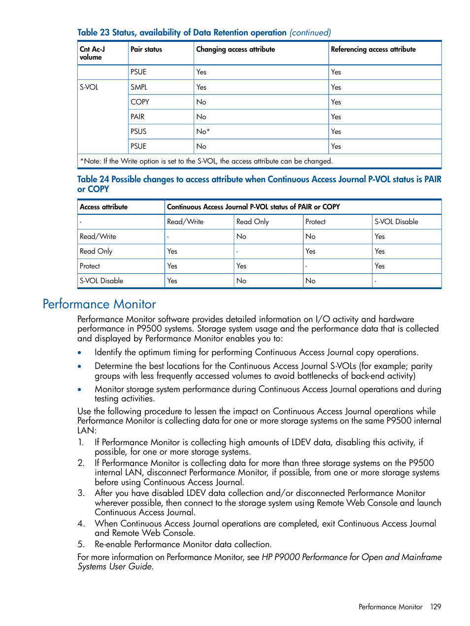 Performance monitor | HP XP P9500 Storage User Manual | Page 129 / 187