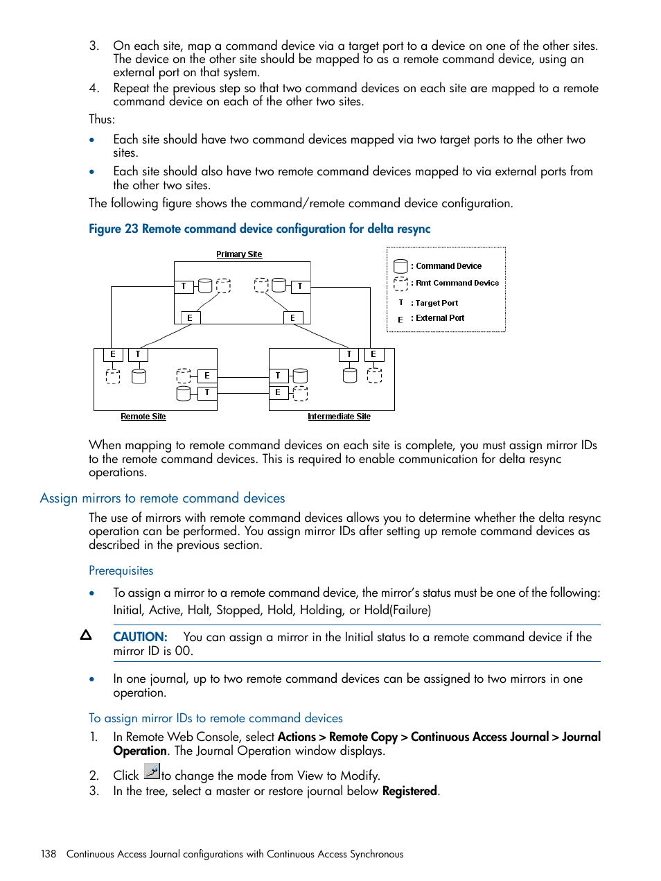 Assign mirrors to remote command devices | HP XP P9500 Storage User Manual | Page 138 / 187