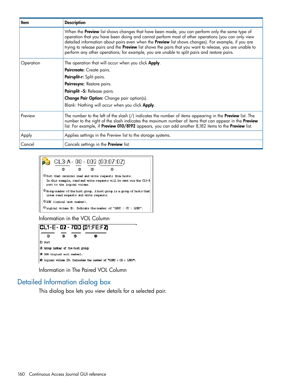 Detailed information dialog box | HP XP P9500 Storage User Manual | Page 160 / 187