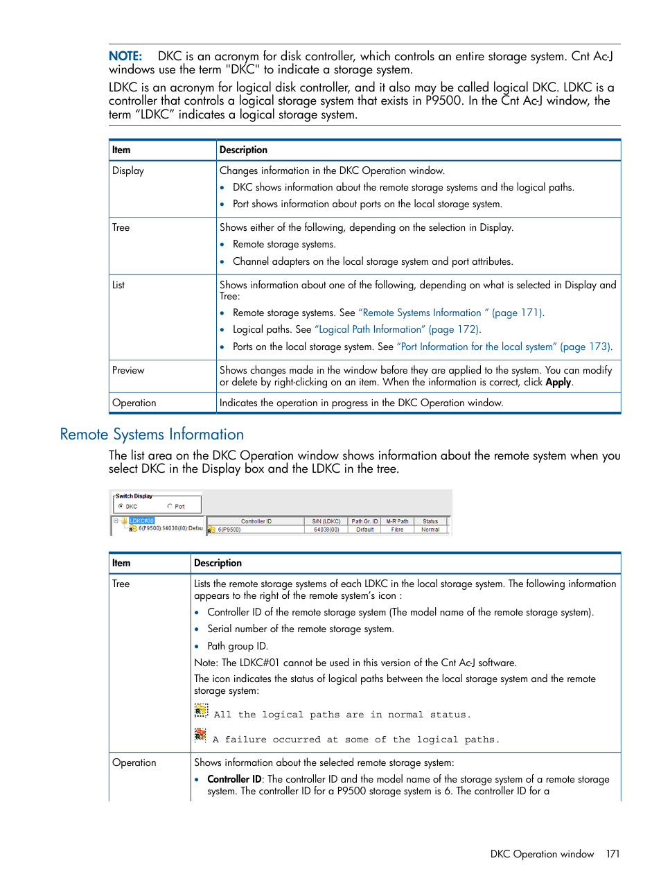 Remote systems information | HP XP P9500 Storage User Manual | Page 171 / 187