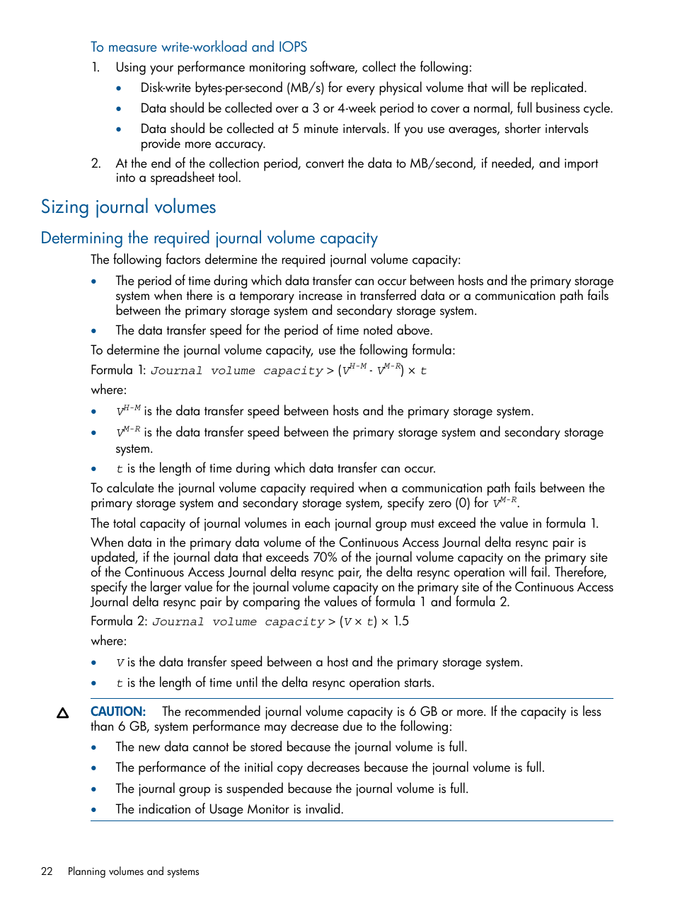 Sizing journal volumes, Determining the required journal volume capacity | HP XP P9500 Storage User Manual | Page 22 / 187