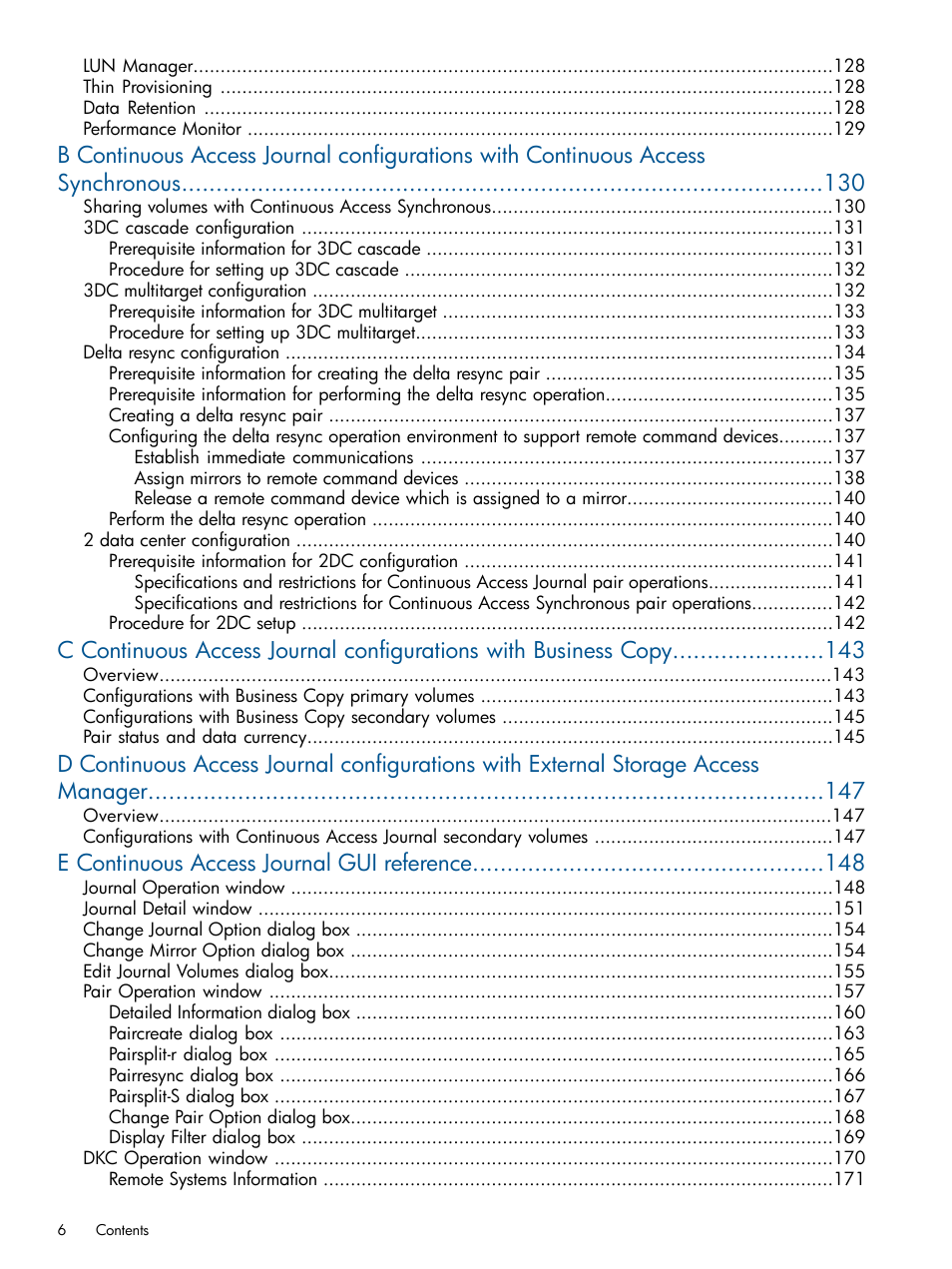 E continuous access journal gui reference | HP XP P9500 Storage User Manual | Page 6 / 187