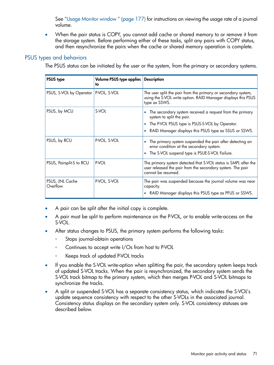Psus types and behaviors | HP XP P9500 Storage User Manual | Page 71 / 187