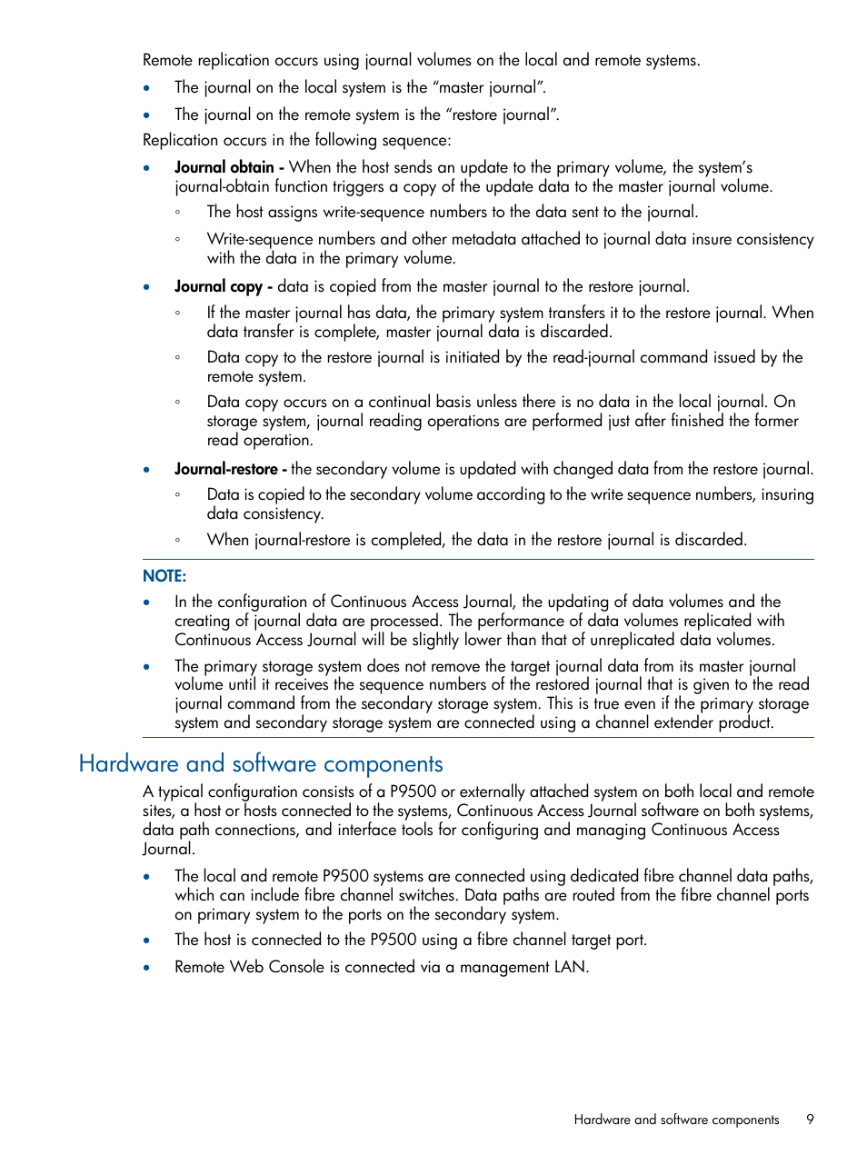 Hardware and software components | HP XP P9500 Storage User Manual | Page 9 / 187