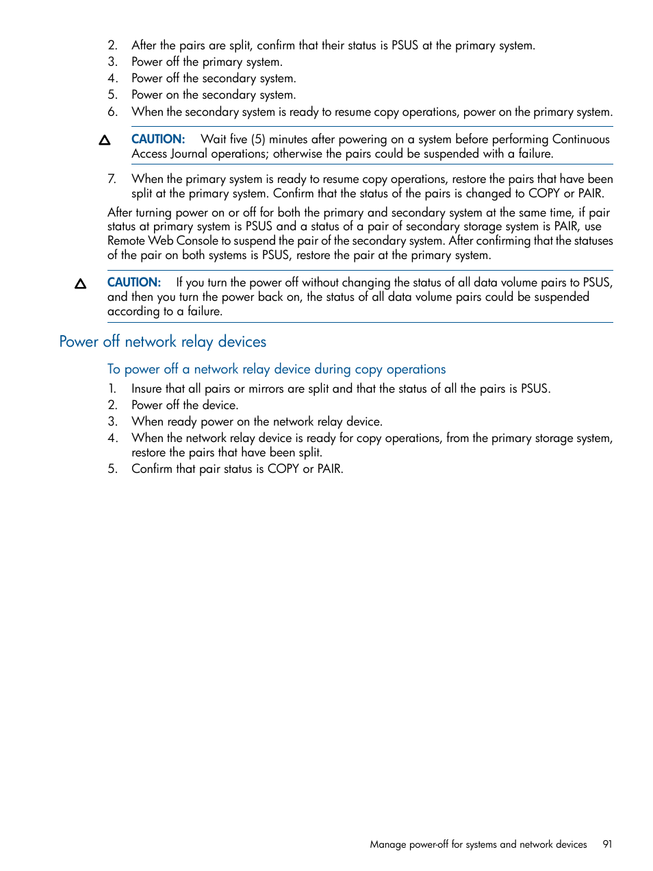 Power off network relay devices | HP XP P9500 Storage User Manual | Page 91 / 187