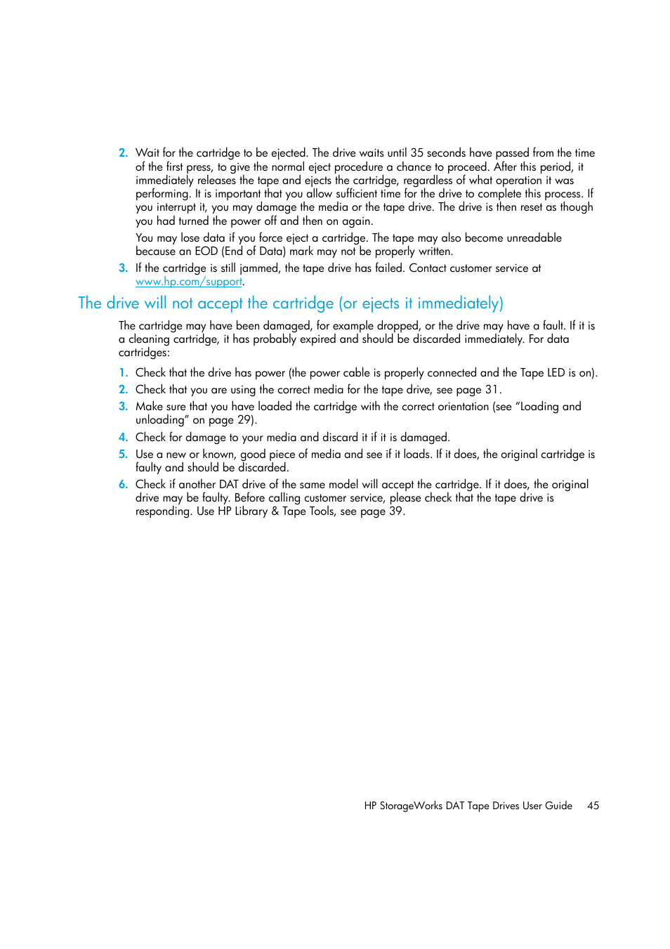 HP StoreEver DAT Tape Drives User Manual | Page 45 / 50