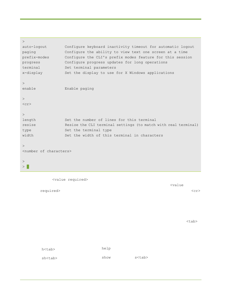 Tab completion of commands | HP VMA-series Memory Arrays User Manual | Page 144 / 265