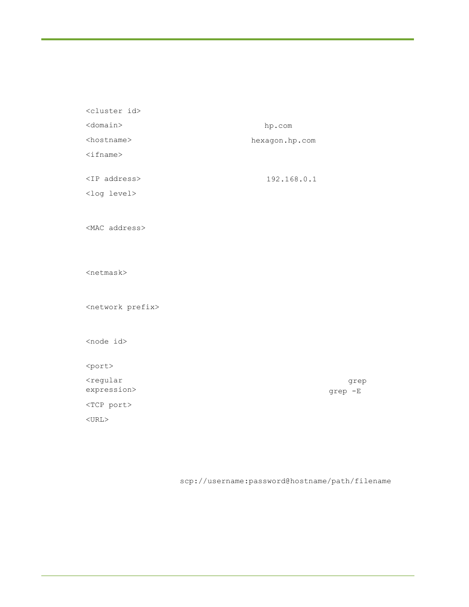 Key to command parameters | HP VMA-series Memory Arrays User Manual | Page 148 / 265