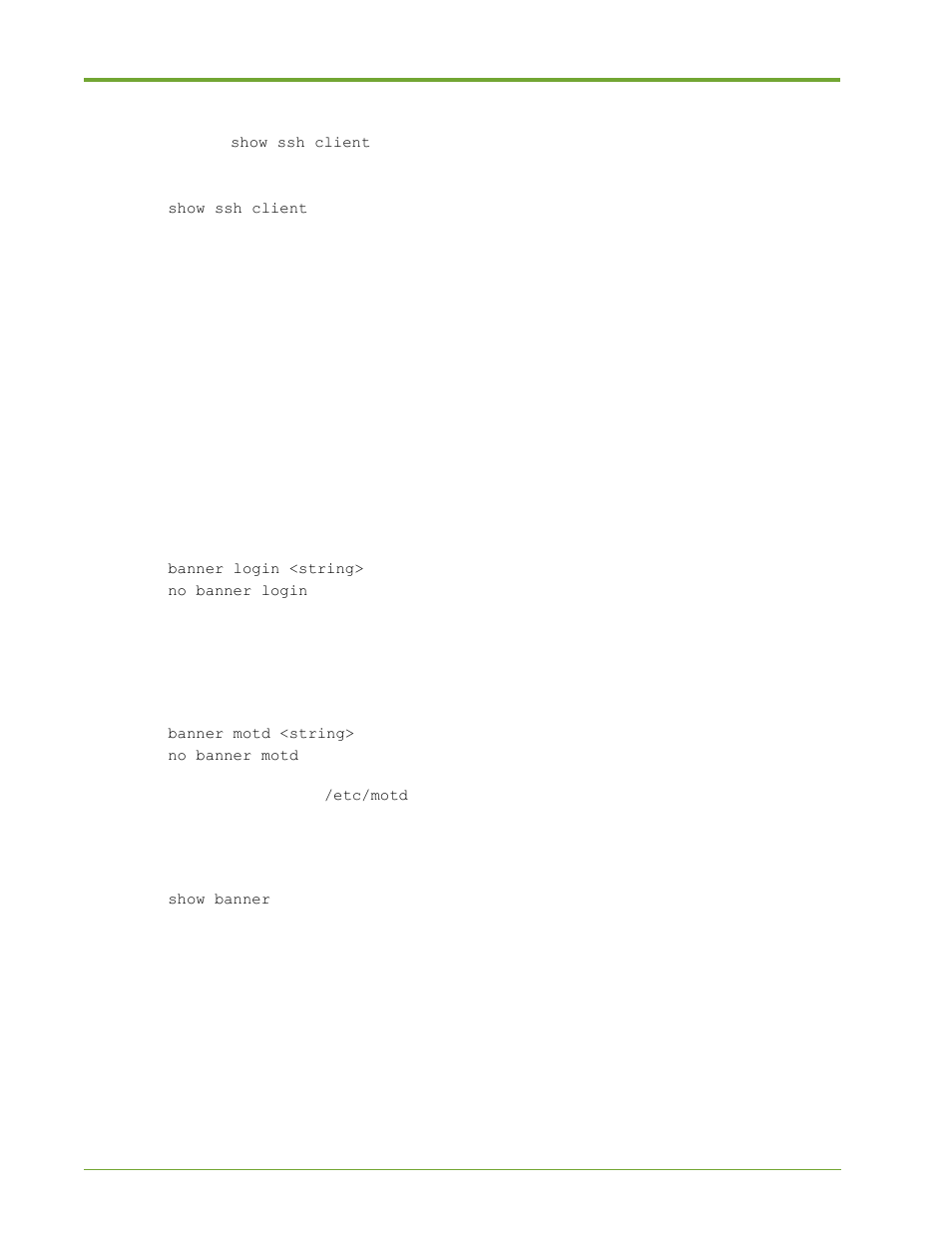 Banner commands, Snmp configuration commands | HP VMA-series Memory Arrays User Manual | Page 198 / 265