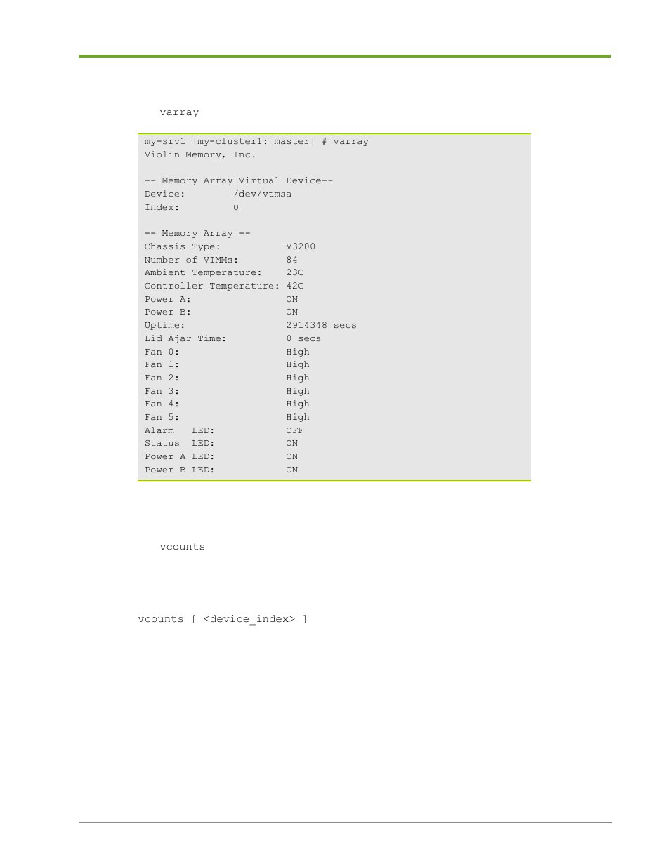 Vcounts | HP VMA-series Memory Arrays User Manual | Page 213 / 265