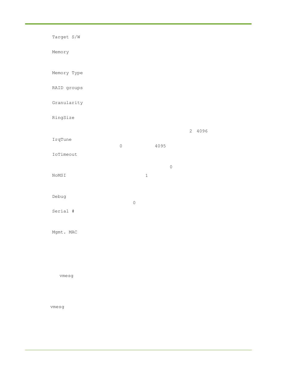Vmesg | HP VMA-series Memory Arrays User Manual | Page 220 / 265