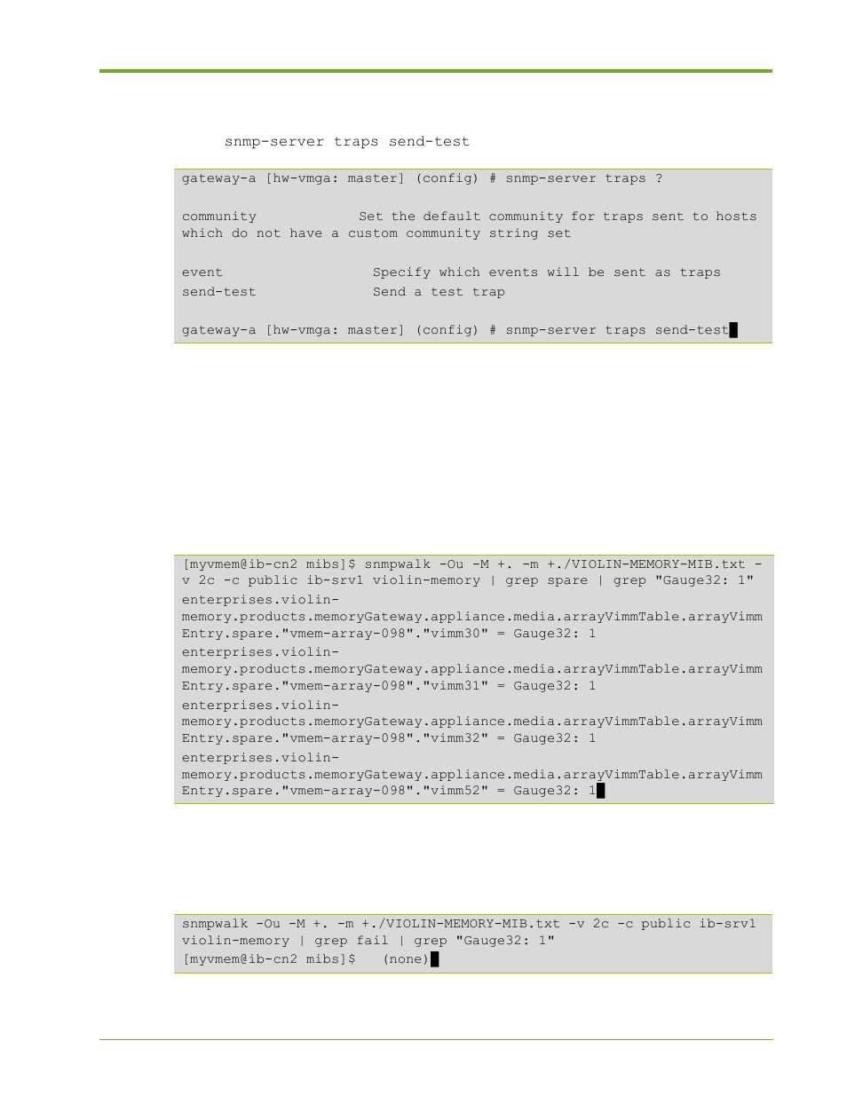 Testing traps, Spare vimms, Failed vimms | HP VMA-series Memory Arrays User Manual | Page 245 / 265