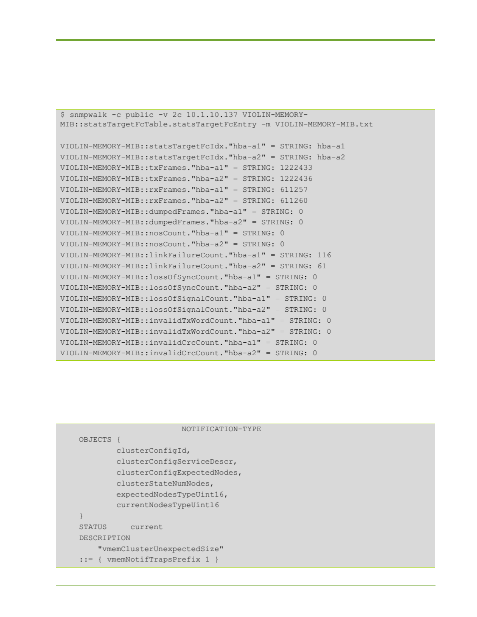 New trap mib objects | HP VMA-series Memory Arrays User Manual | Page 249 / 265