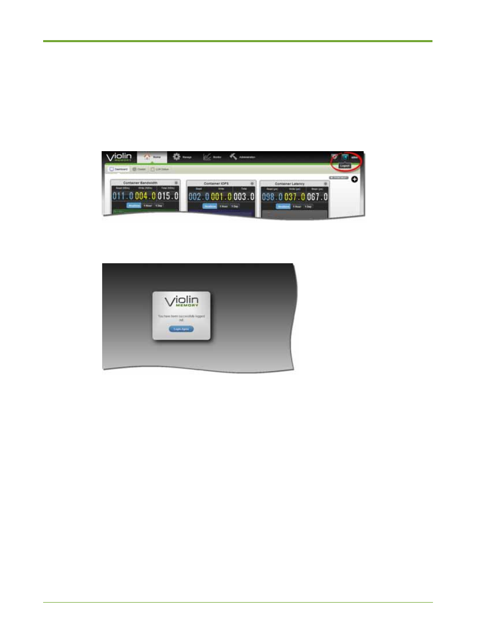Logging out of the web interface | HP VMA-series Memory Arrays User Manual | Page 28 / 265