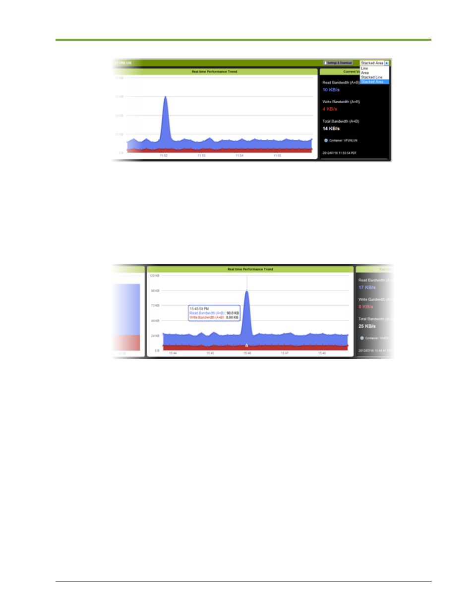 Monitoring container, lun, and port data | HP VMA-series Memory Arrays User Manual | Page 57 / 265