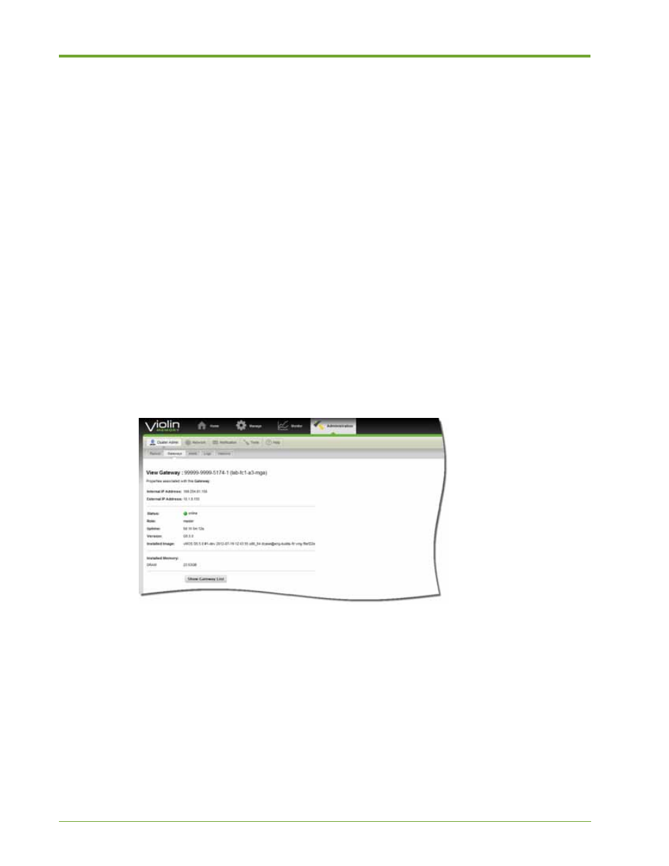 Viewing gateway node details, Viewing alerts | HP VMA-series Memory Arrays User Manual | Page 66 / 265