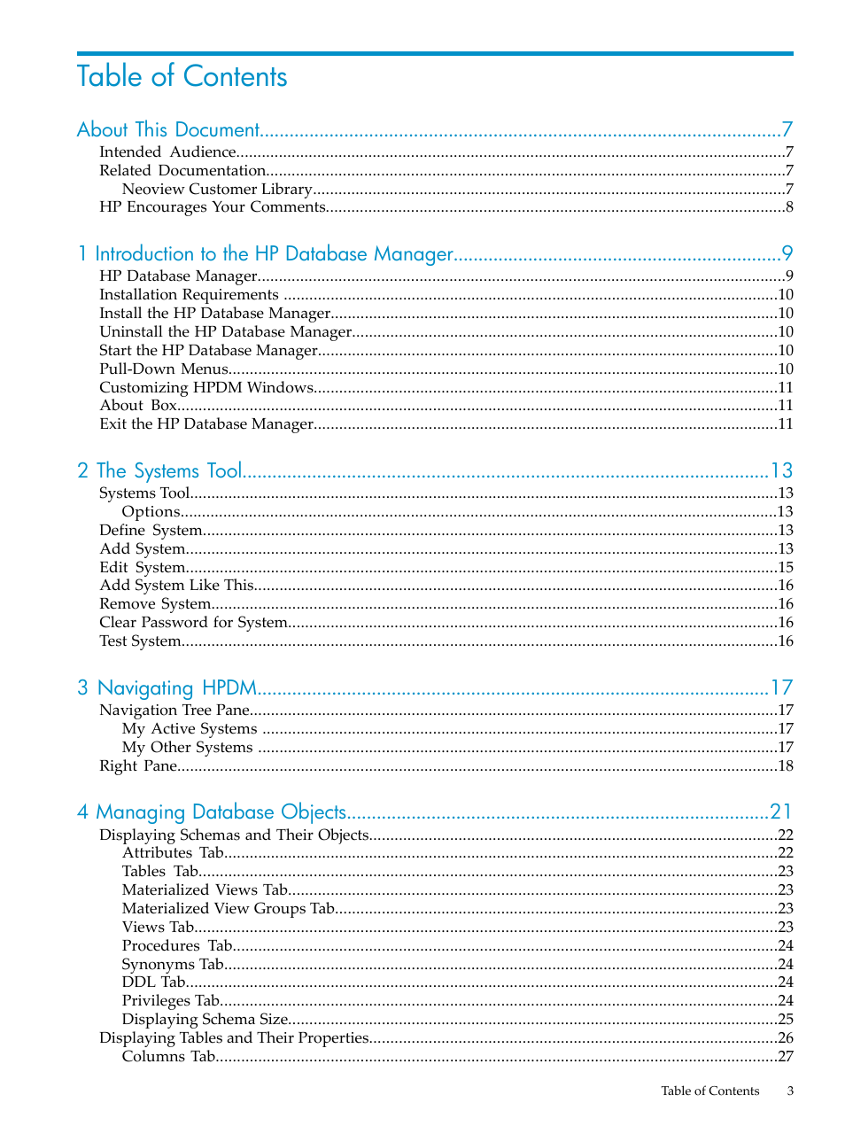 HP Neoview Release 2.4 Software User Manual | Page 3 / 70