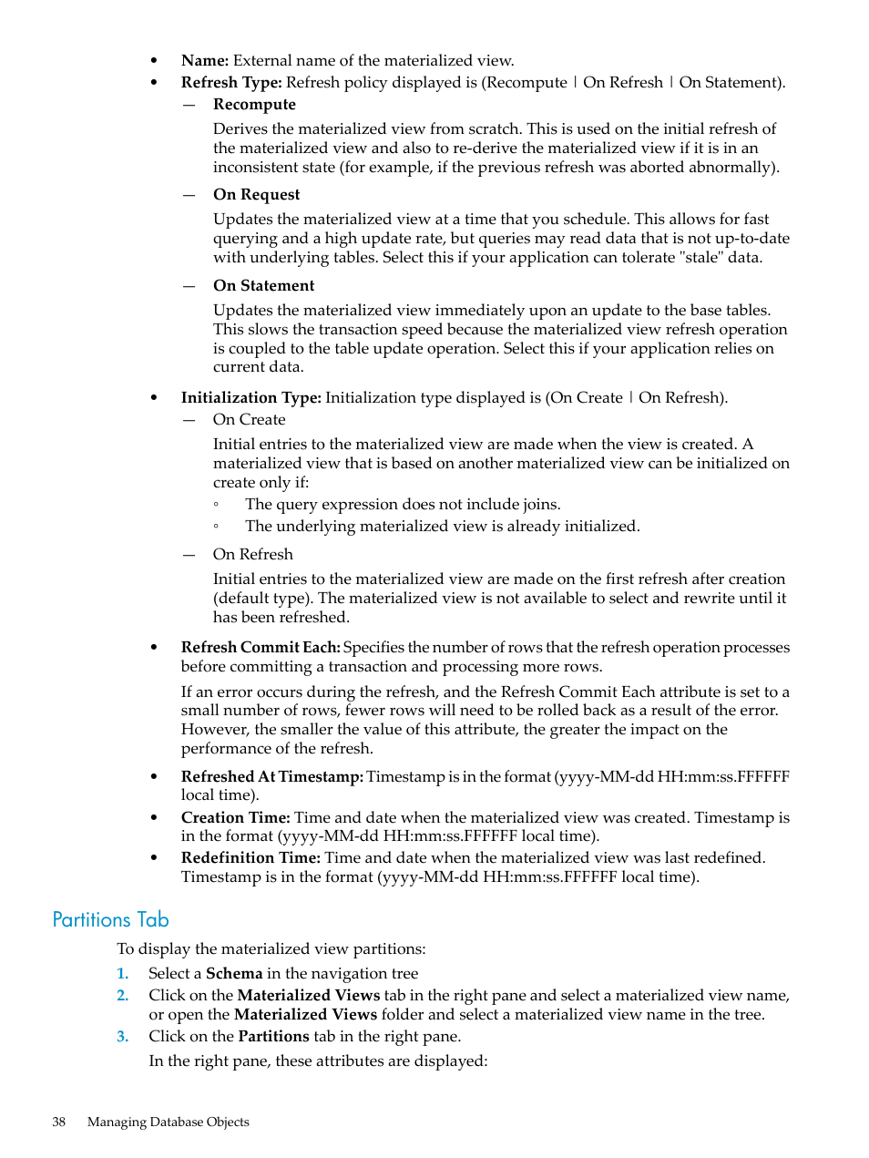 Partitions tab | HP Neoview Release 2.4 Software User Manual | Page 38 / 70