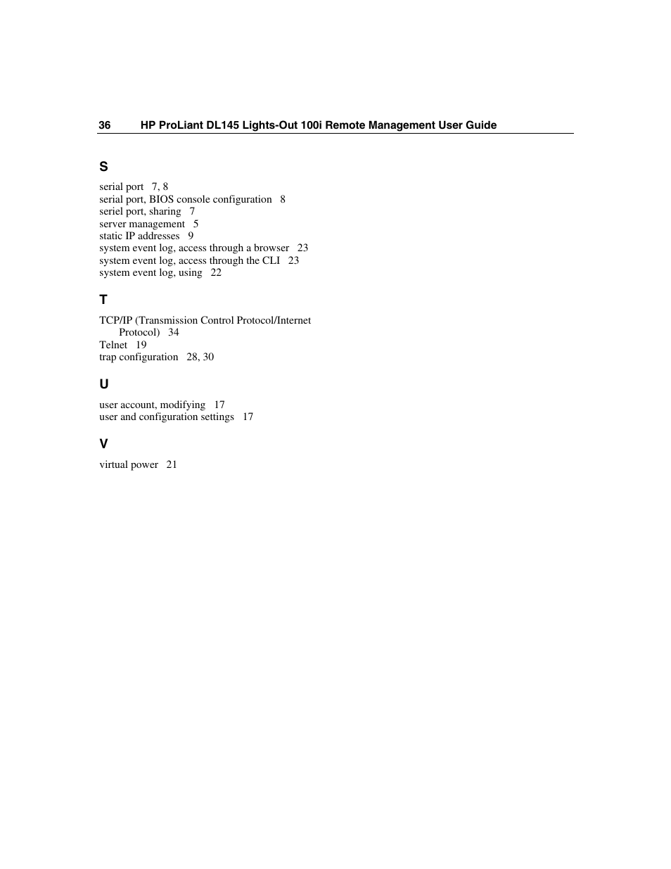 HP Lights-Out 100 Remote Management User Manual | Page 36 / 36