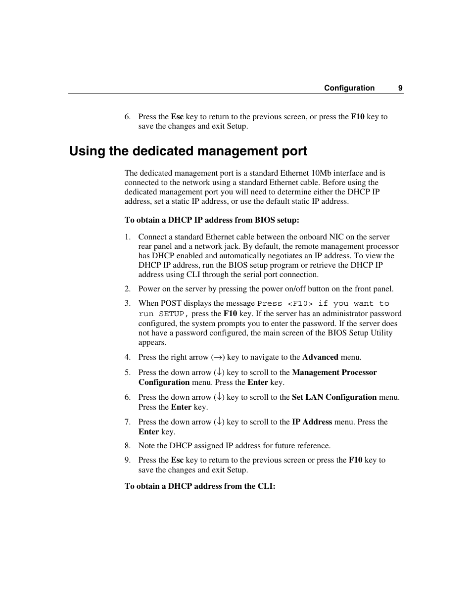 Using the dedicated management port | HP Lights-Out 100 Remote Management User Manual | Page 9 / 36