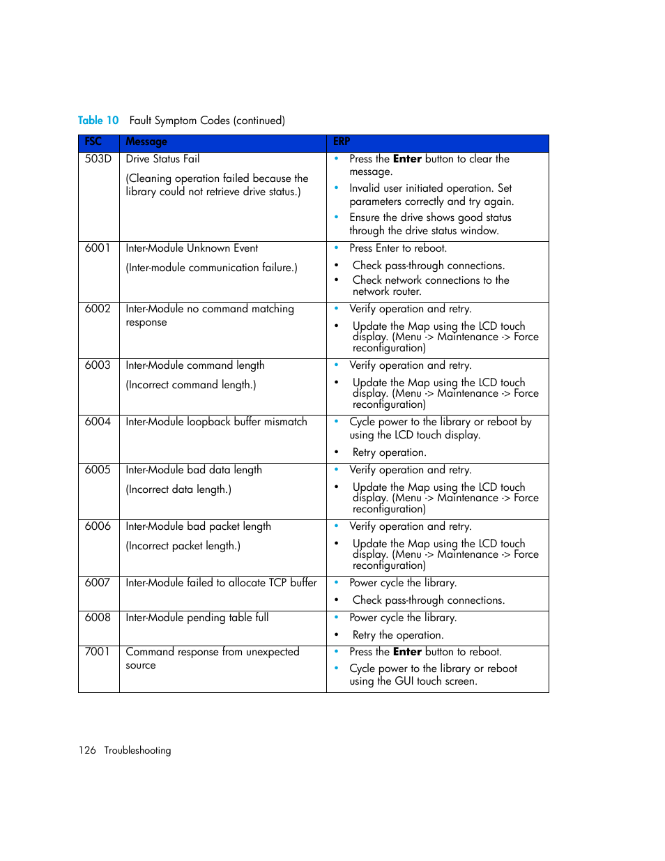 HP StorageWorks MSL6000 Tape Library User Manual | Page 126 / 182