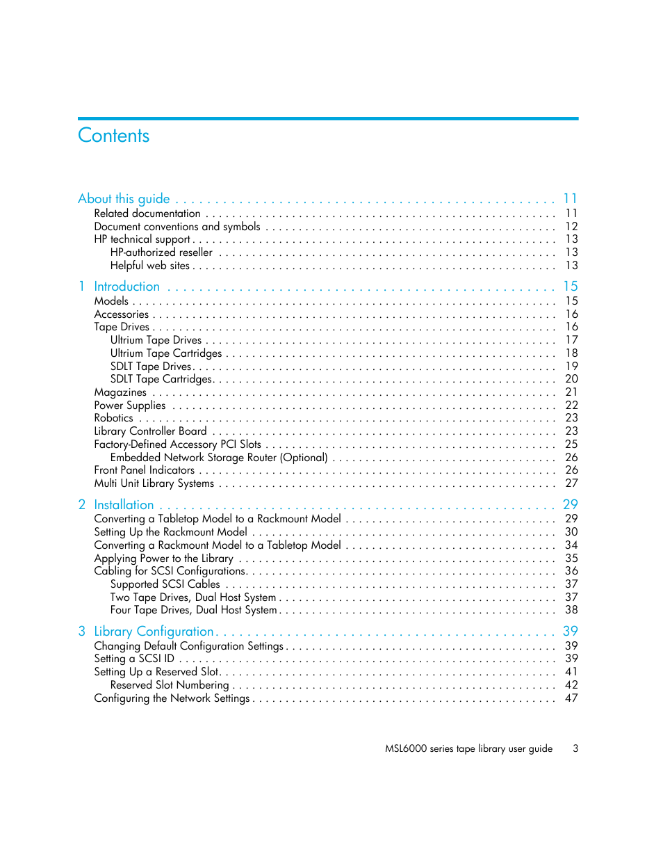 HP StorageWorks MSL6000 Tape Library User Manual | Page 3 / 182