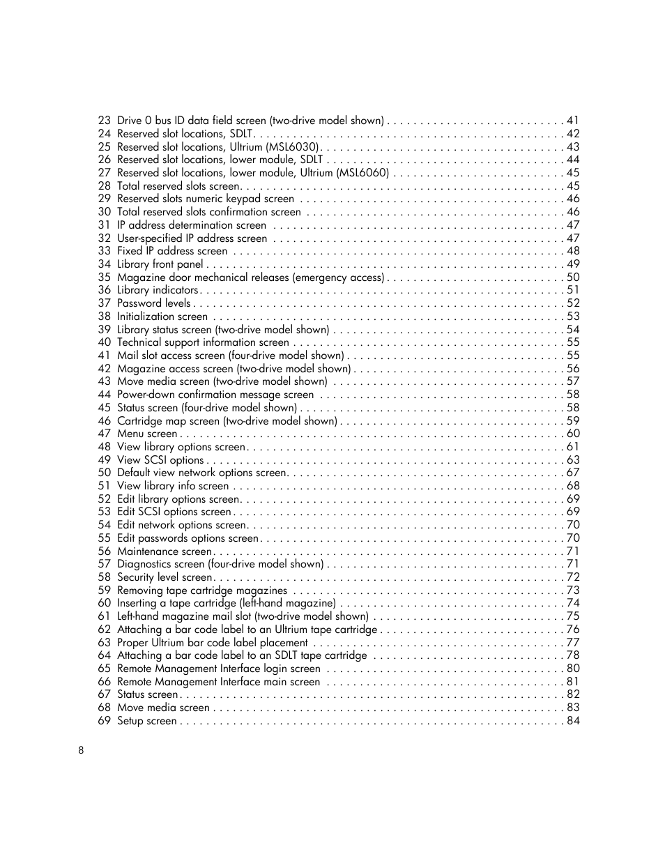 HP StorageWorks MSL6000 Tape Library User Manual | Page 8 / 182