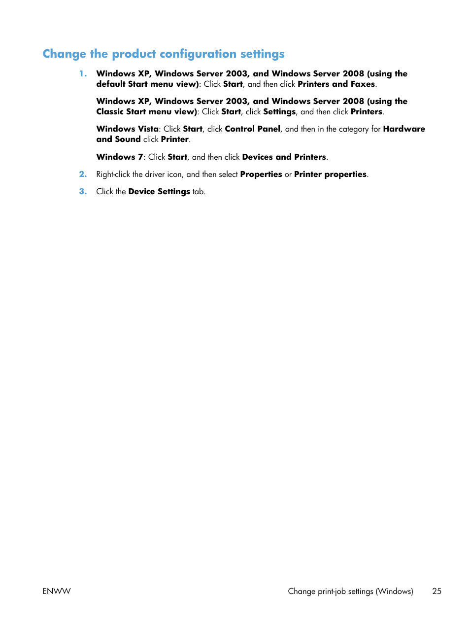 Change the product configuration settings | HP LaserJet Pro 400 Printer M401 series User Manual | Page 37 / 148