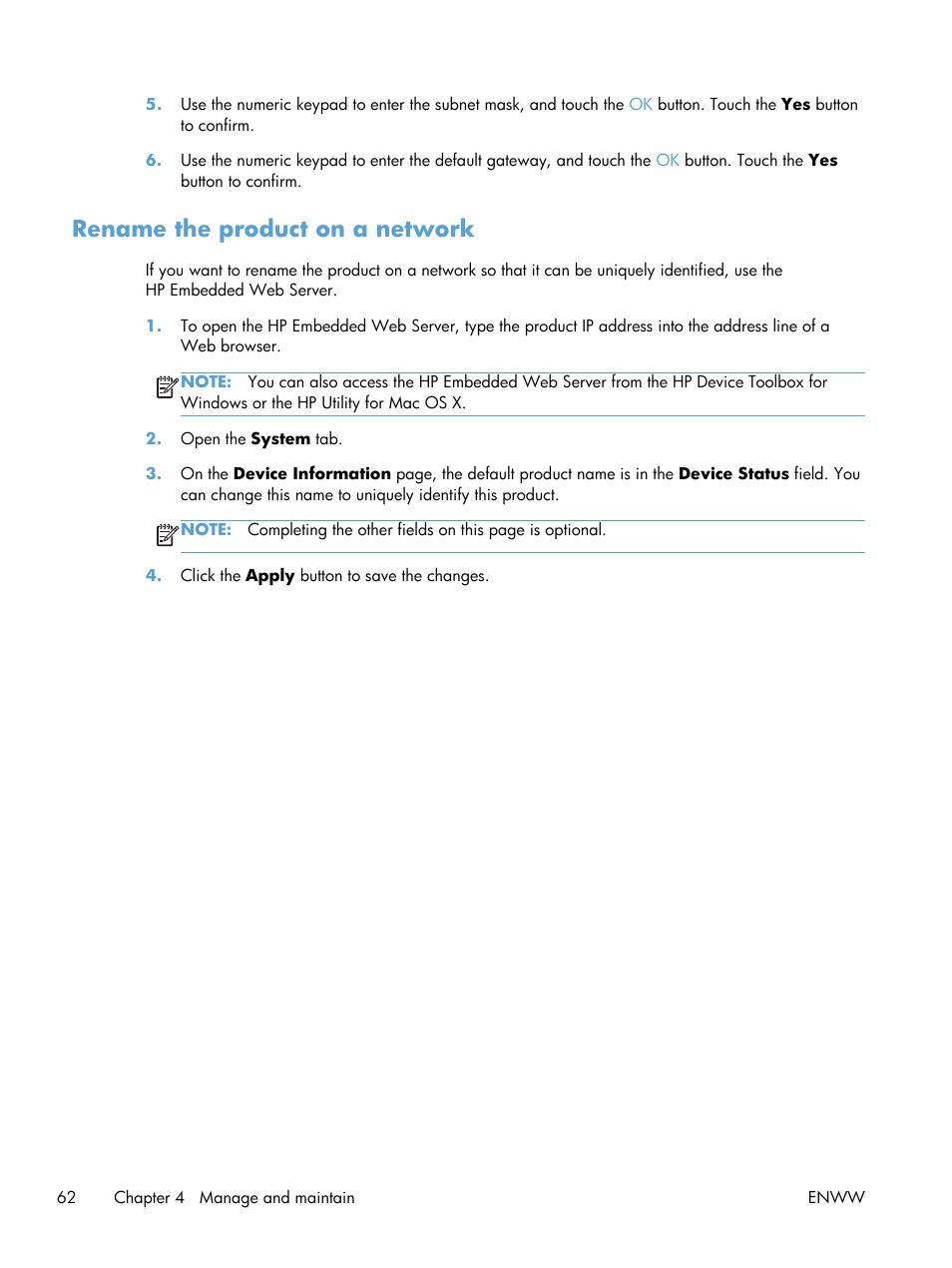Rename the product on a network | HP LaserJet Pro 400 Printer M401 series User Manual | Page 74 / 148