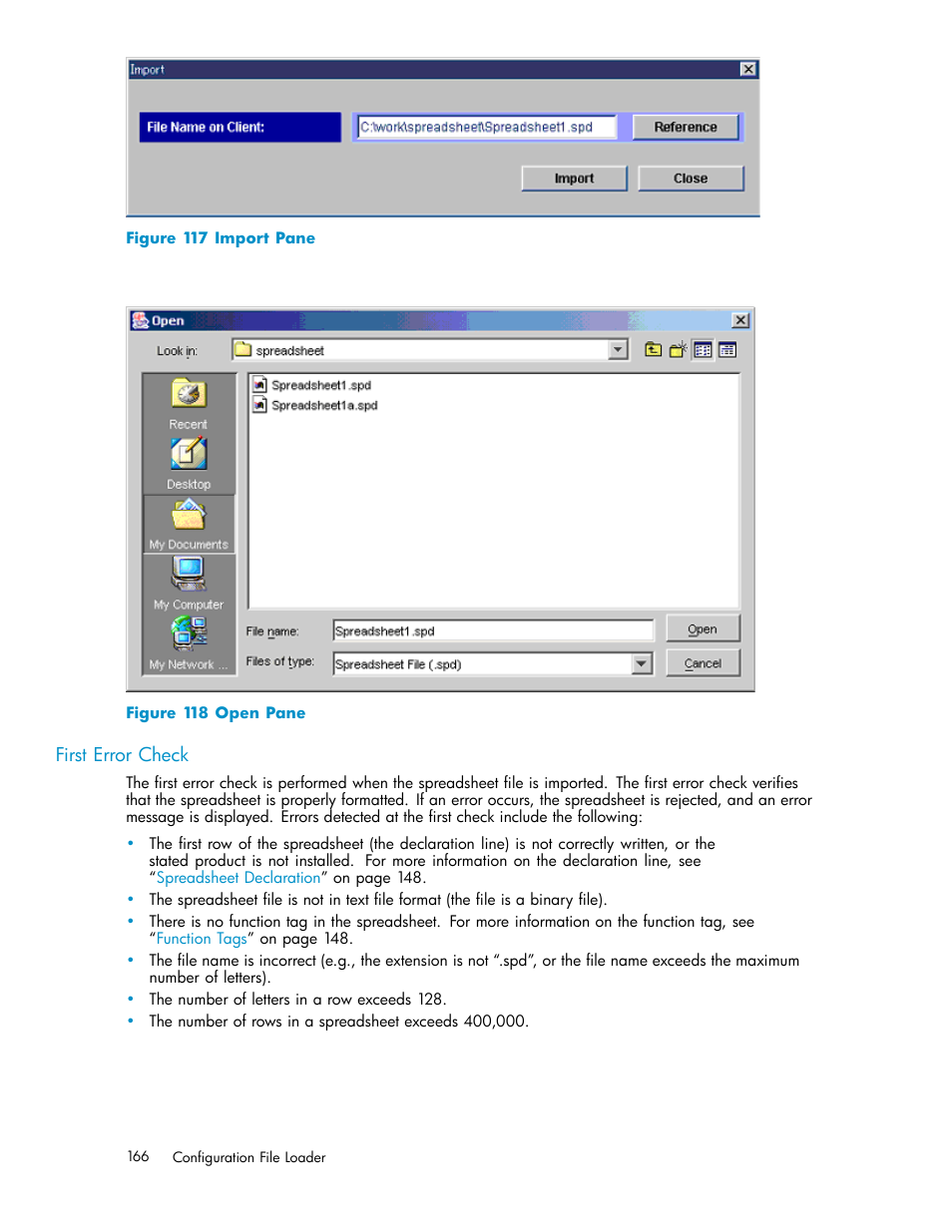 First error check, 117 import pane, 118 open pane | HP StorageWorks XP10000 Disk Array User Manual | Page 166 / 178