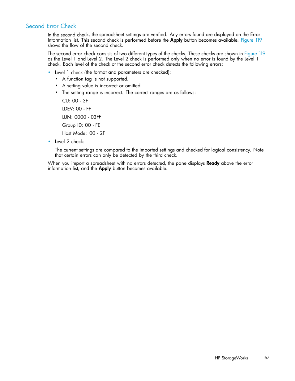 Second error check | HP StorageWorks XP10000 Disk Array User Manual | Page 167 / 178