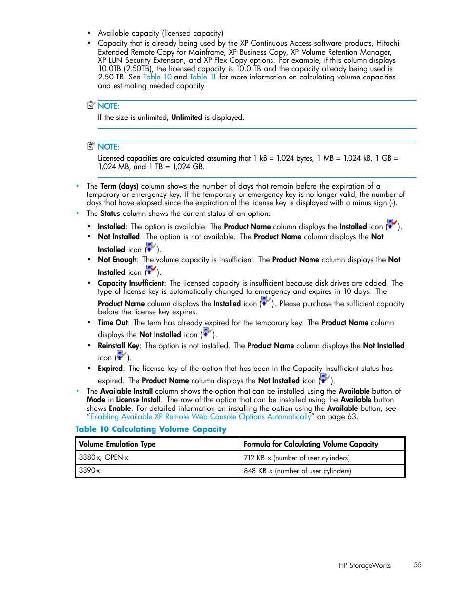 Calculating volume capacity | HP StorageWorks XP10000 Disk Array User Manual | Page 55 / 178